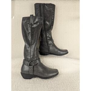 A2 By Aerosoles In An Instant Tall Riding Boots Zip Knee Grey boot 8.5